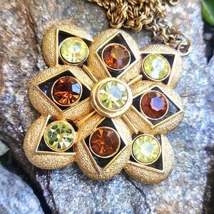 1970's Maltese Cross Pendent Necklace By Sarah Coventry